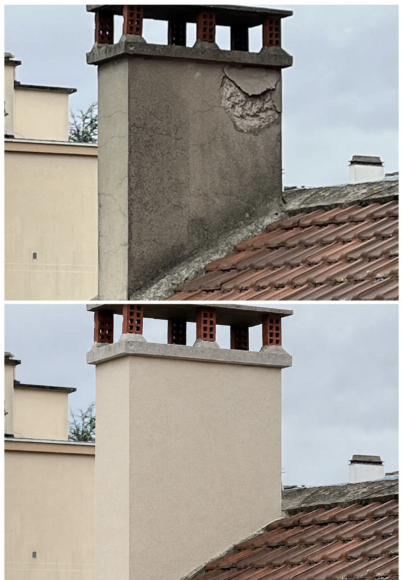 Avant et après rénovation de cheminée